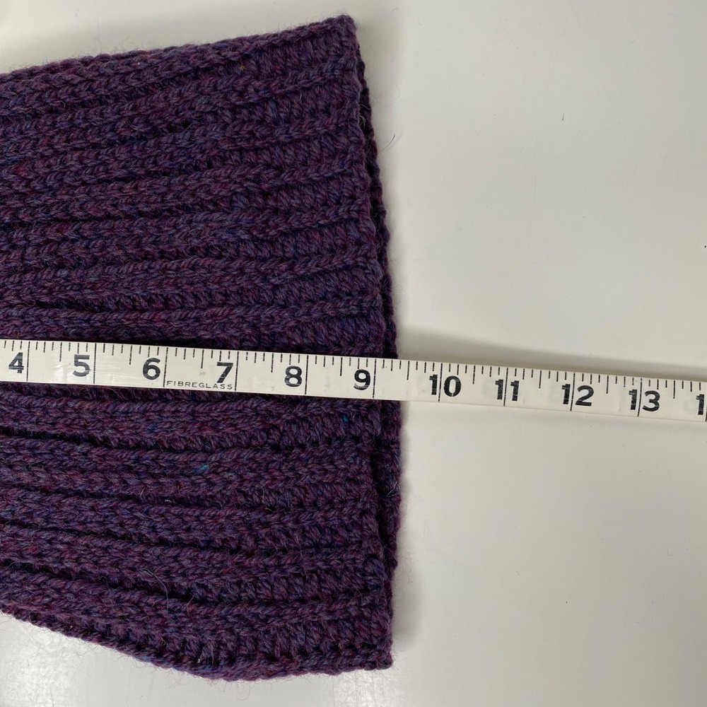 Handmade Chunky Knit Beanie‎ Hat Deep Purple Ribbed Cuffed Winter Warm Unisex - Picture 9 of 9